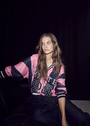 HL24 Stripe Football bluse Navy/Pink HAUTE L\'AMITIÈ